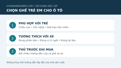 Ba bước chọn ghế trẻ em: phù hợp với trẻ, tương thích với xe và thử lắp theo tài liệu.